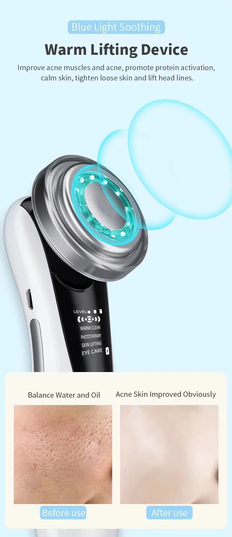 4 in 1 RF EMS Facial Massager Multifunction Skin Care Tools Face Beauty Device Double Chin Removal Face Firming Massager