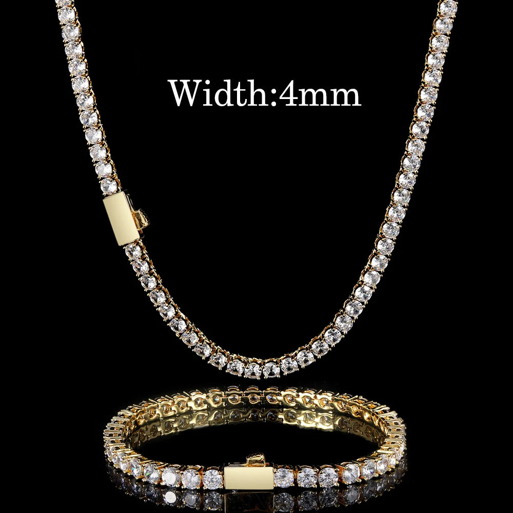 18K Gold Plated Iced Out Tennis Chain – Cubic Zirconia Hip Hop Necklace