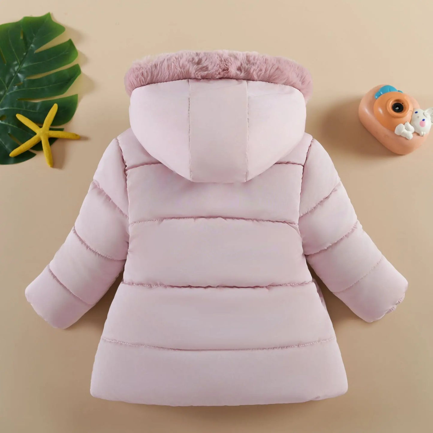 Winter Baby Girls Hooded Jacket – Warm Windproof Zipper Outerwear 1–4Y