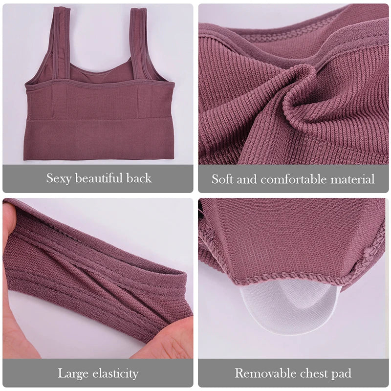 Seamless Push-Up Sports Bra – Breathable Shockproof Gym Top