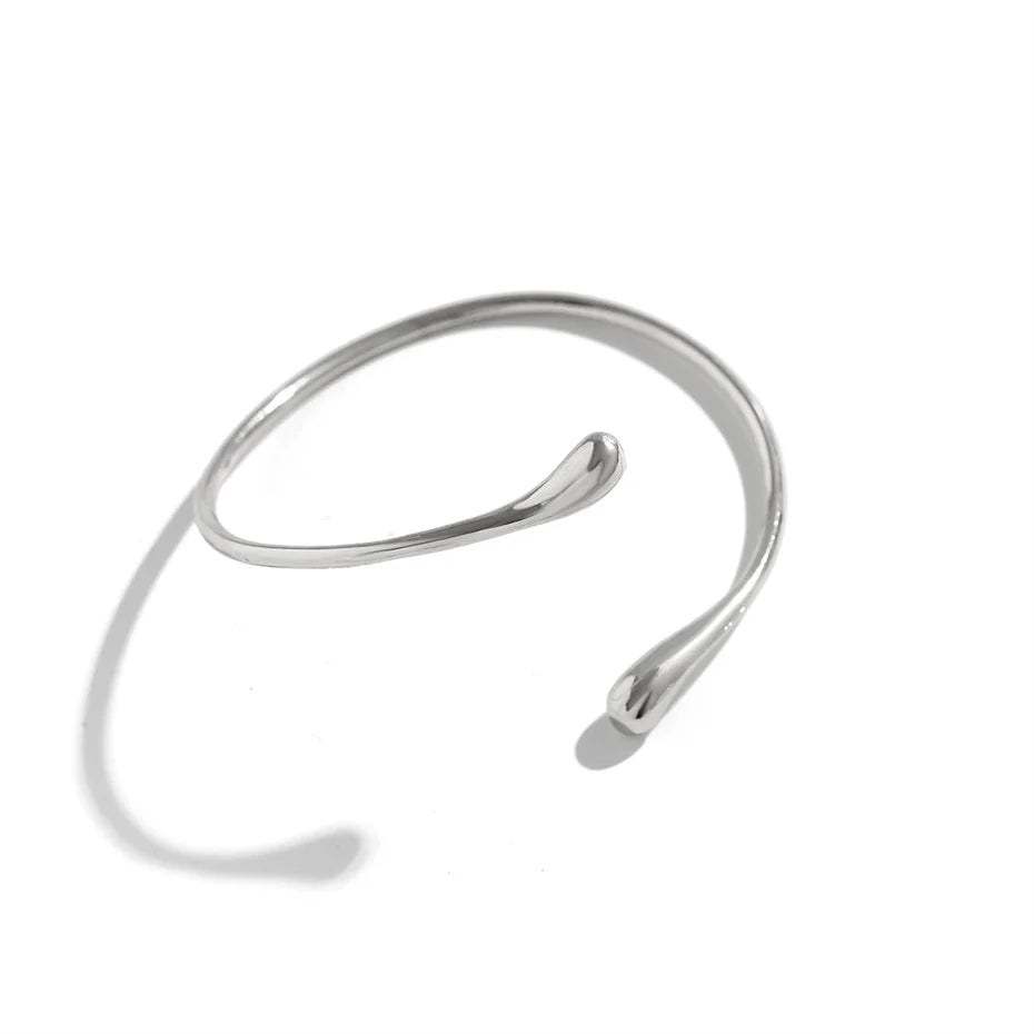 Vintage Water Drop Open Cuff Bangle – Geometric Arm Bracelet for Women 2025