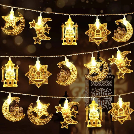 1.5M 10LED Eid Mubarak String Lights – Moon, Star & Castle Ramadan Home Decoration 2026