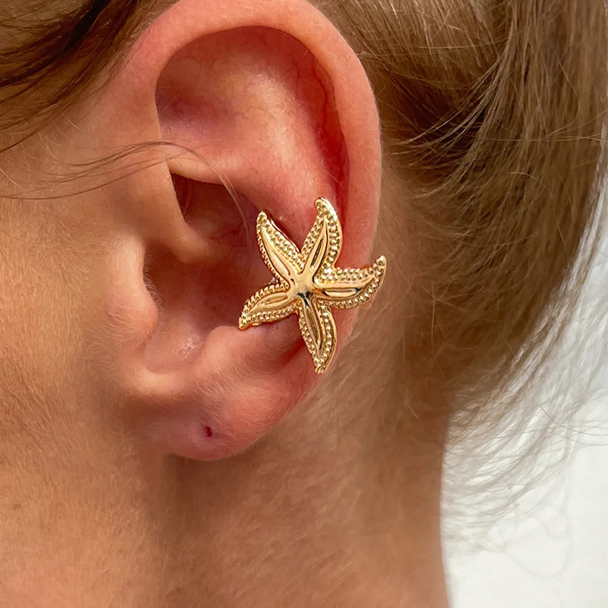 Boho Starfish Shell Ear Cuffs – Asymmetrical Beach Party Earrings for Women