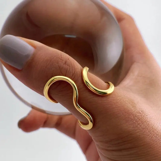 18K Gold Plated Open Ring – Waterproof Stainless Steel Women’s Jewelry