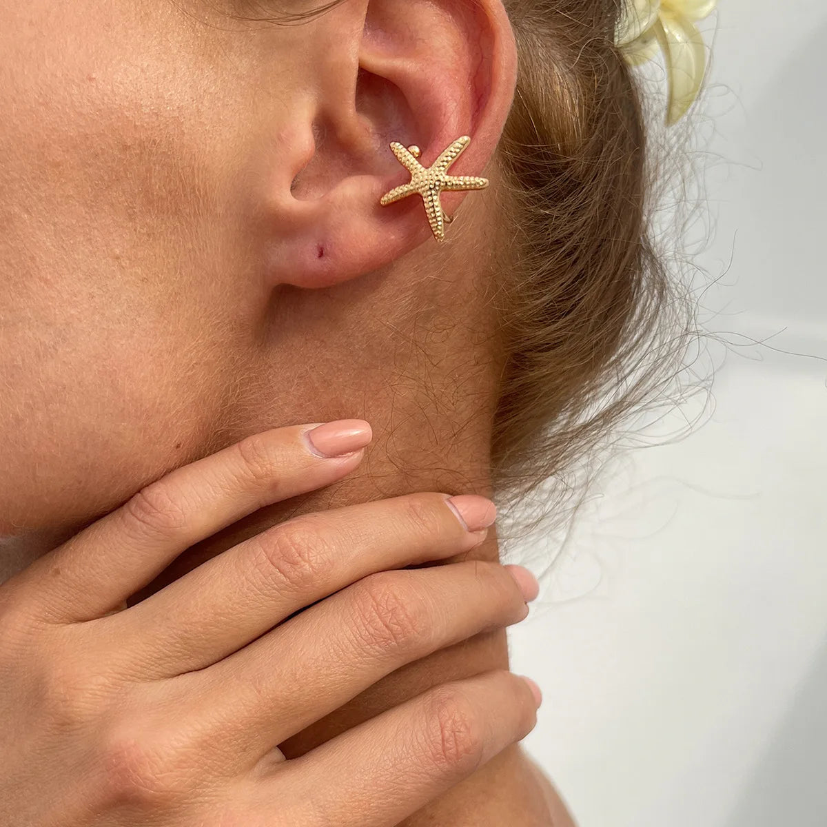 Boho Starfish Shell Ear Cuffs – Asymmetrical Beach Party Earrings for Women