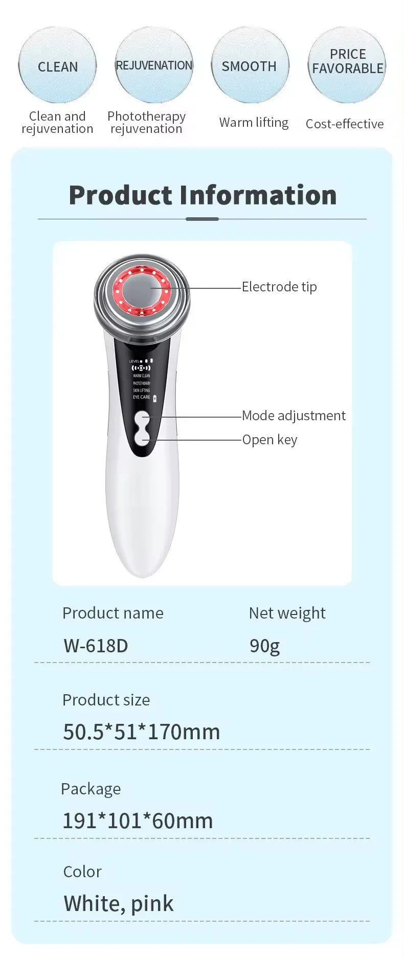 4 in 1 RF EMS Facial Massager Multifunction Skin Care Tools Face Beauty Device Double Chin Removal Face Firming Massager