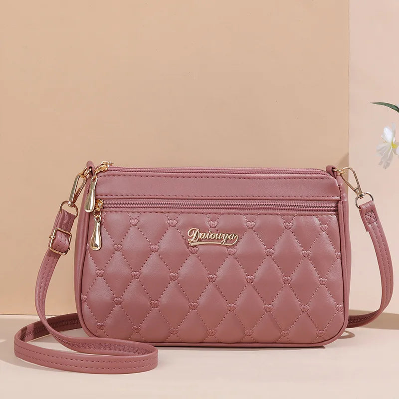 Embroidered Leather Handbag – Stylish Messenger Shoulder Bag for Women