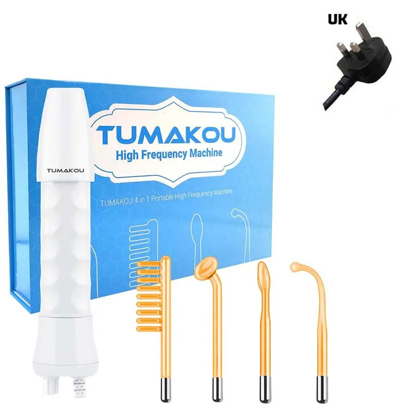 High Frequency Facial Wand – Portable Skin Care Machine with 4 Tube Attachments