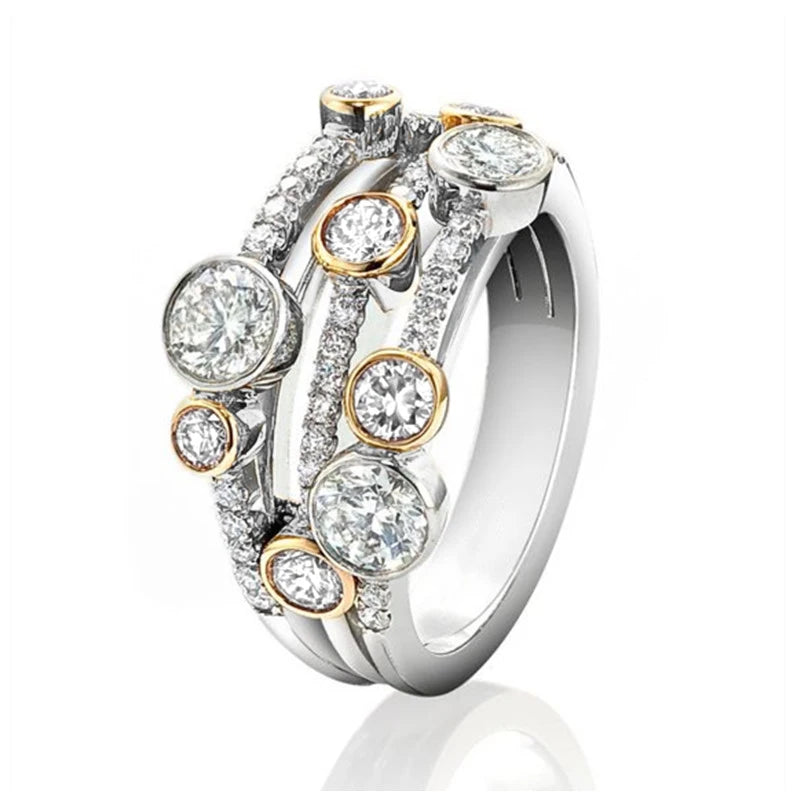 Vintage Two-Tone Cubic Zirconia Ring – Women’s Luxury Anniversary Jewelry