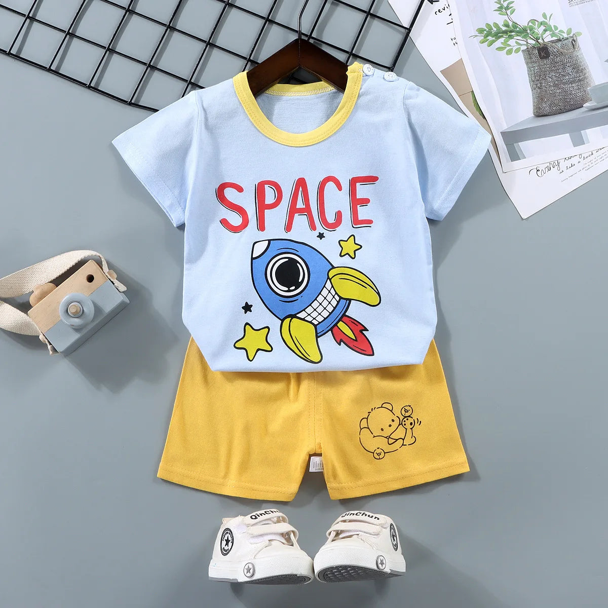 2PCS Mother & Kids Summer Cotton Sets – Short Sleeve T-Shirts & Shorts for Boys & Girls