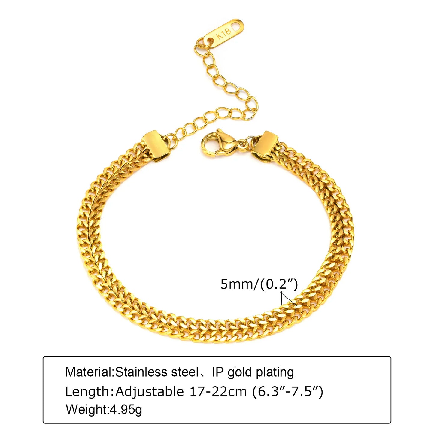18K Gold Plated Paperclip Chain Bracelet – Adjustable Chunky Stainless Steel Jewelry