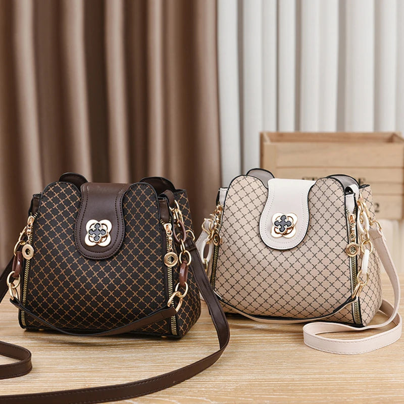 Luxury Check Print Bucket Bag – Large Capacity Shoulder & Crossbody Handbag for Women