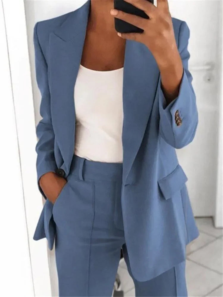 Women's Plus Size Blazer – Casual Long Sleeve with Suit Collar