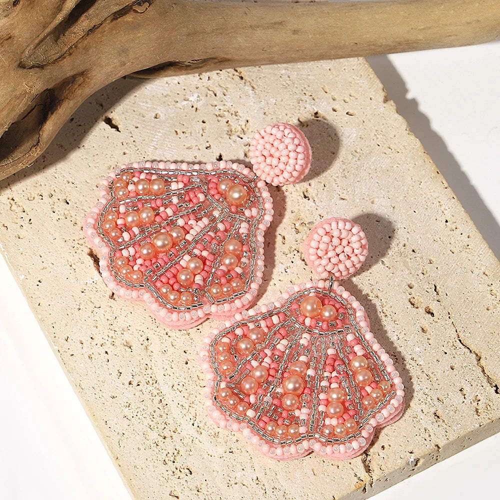 Bohemian Starfish Lobster Conch Earrings – Handmade Summer Beach Jewelry
