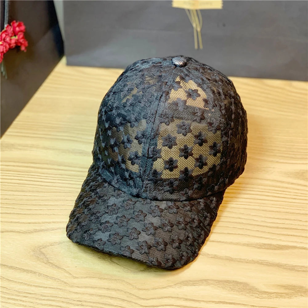 Lace Flower Thin Baseball Cap – Women’s Summer Breathable Sun Hat