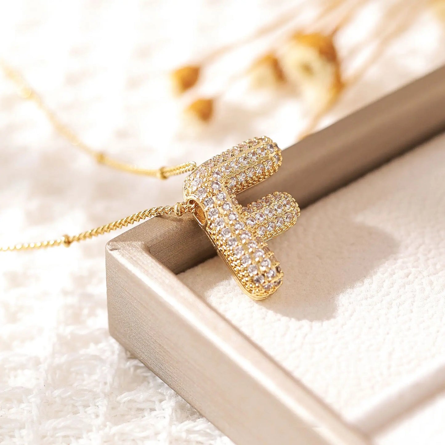 Gold A–Z Letter Necklace – Zircon Pendant Minimalist Chain