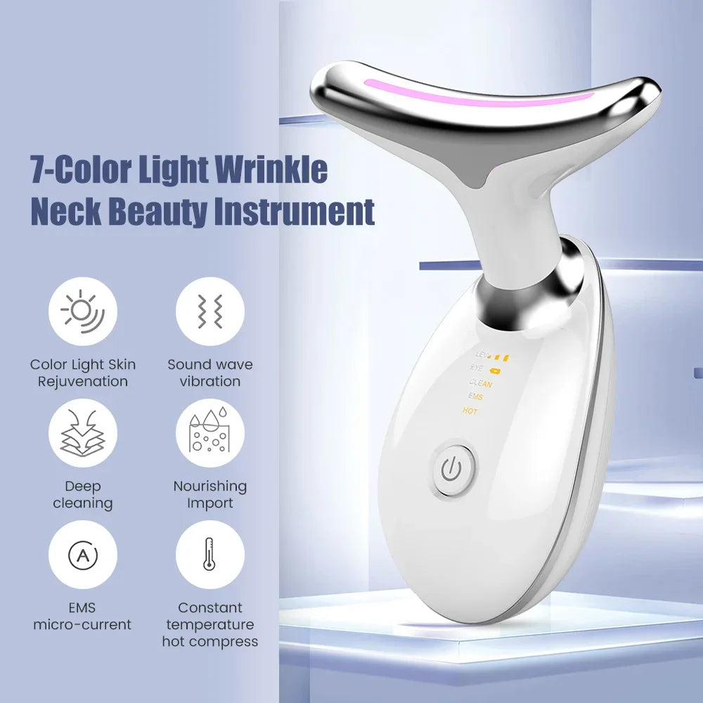 Face & Neck Lift Beauty Device – EMS Facial Massager with LED Light Therapy for Double Chin Removal, Skin Rejuvenation, Tightening & Anti-Wrinkle Care
