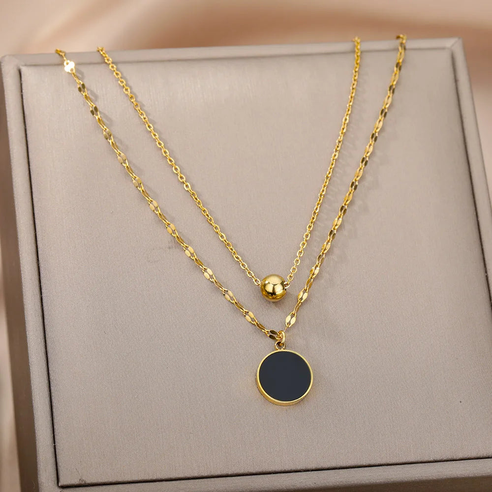316L Stainless Steel Multilayer Heart Necklace – Gold Goth Clavicle Choker for Women