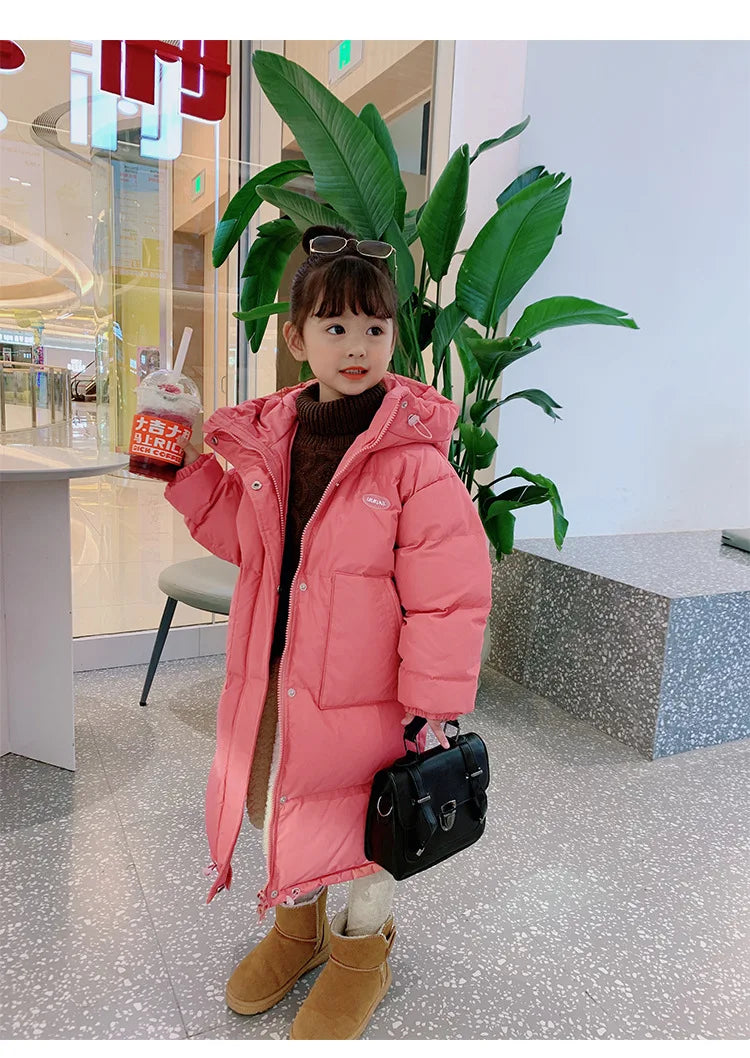 Winter Warm Girls Hooded Puff Jacket – Cotton Lined Zipper Coat, Thick Kids School Outfits 2-14Y