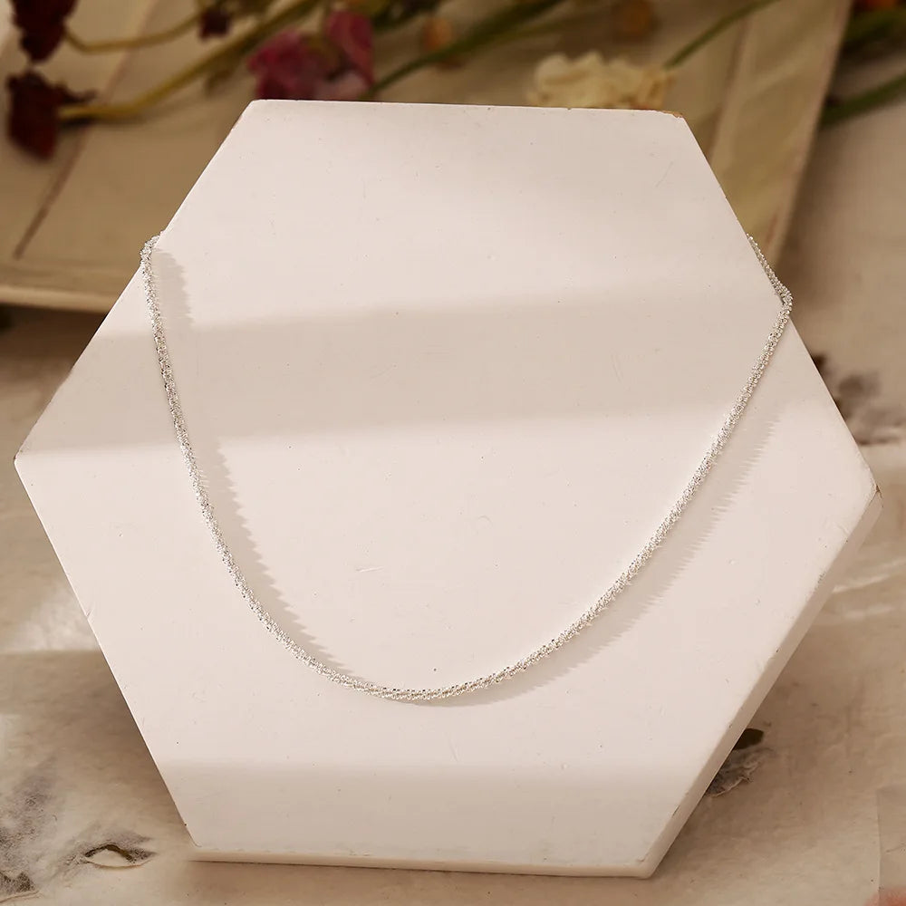 Silver Sparkling Clavicle Chain Necklace – Trendy Korean Wedding Party Jewelry for Women