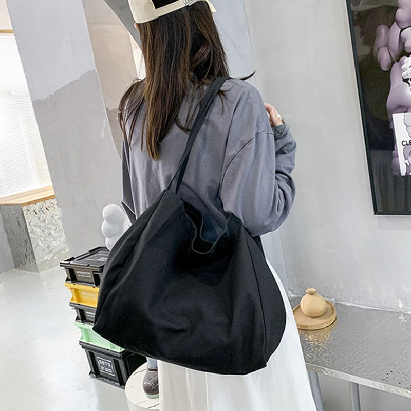 Large Capacity Canvas Tote – Eco-Friendly Reusable Shopper Shoulder Bag for Women