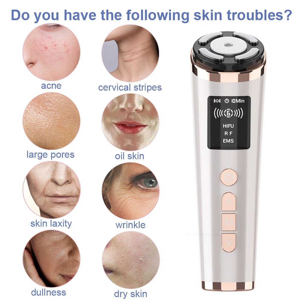 HIFU Face Lifting Machine – RF High Frequency EMS Anti-Aging Facial Massager