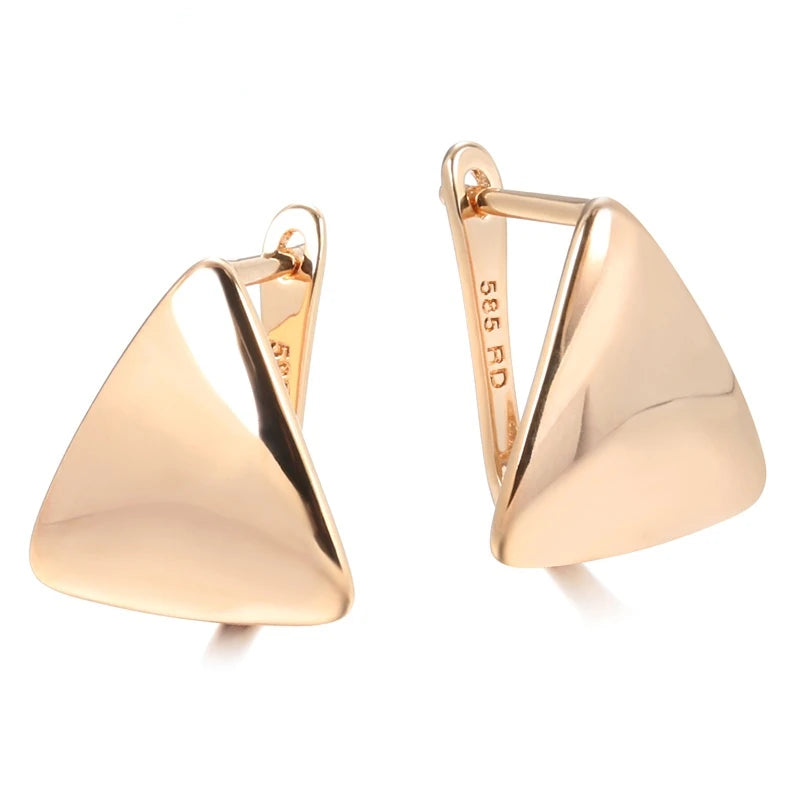 585 Rose Gold Square Dangle Earrings – Glossy Women’s Fine Jewelry