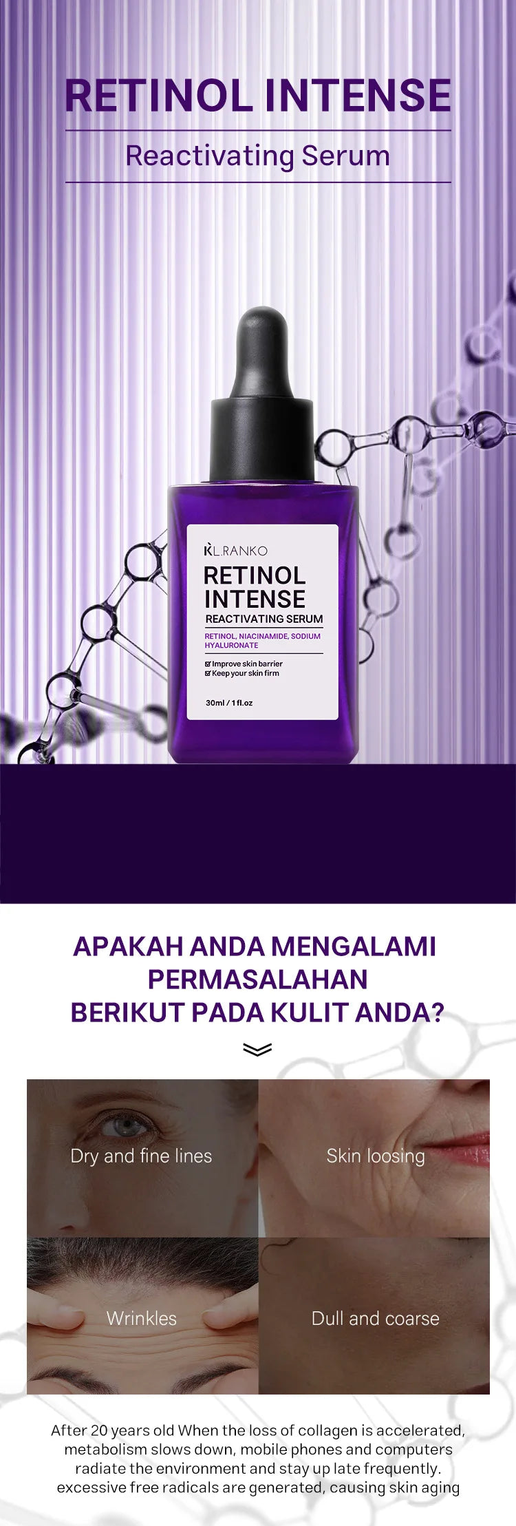 Retinol Anti-Wrinkle Essence – Pure Hyaluronic Acid Facial Serum for Anti-Aging, Face Lifting, Tightening & Reducing Eye Fine Lines (New)
