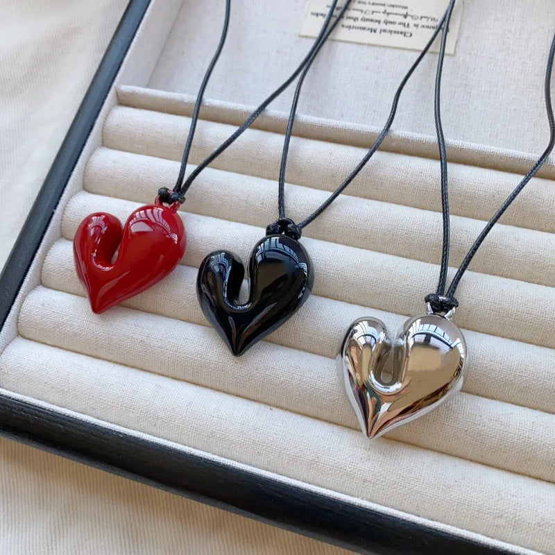 Heart Pendant Adjustable Sweater Necklace – Fashion Jewelry Accessory