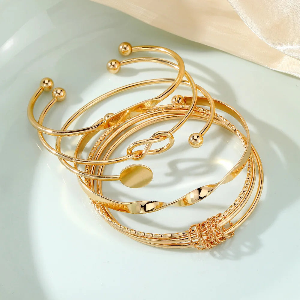 Punk Multilayer Twist Bracelets – Sparkling Adjustable Bangles for Women