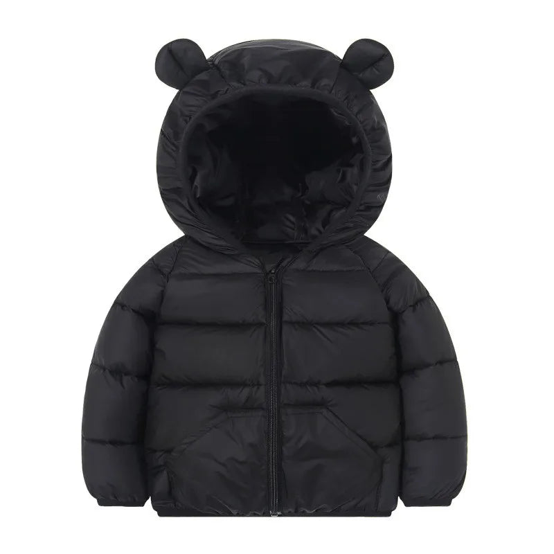 Autumn Winter Kids Down Jacket – Warm Hooded Zipper Coat 2–6Y Boys Girls Outerwear