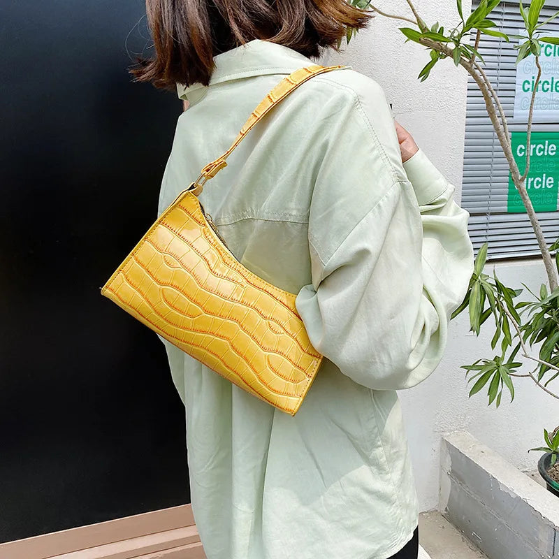 Retro Alligator Pattern PU Leather Handbag – Small Shoulder & Clutch Tote for Women