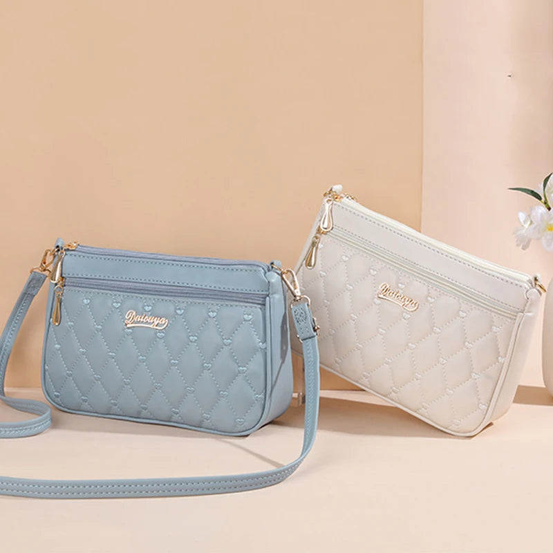 Embroidered Leather Handbag – Stylish Messenger Shoulder Bag for Women