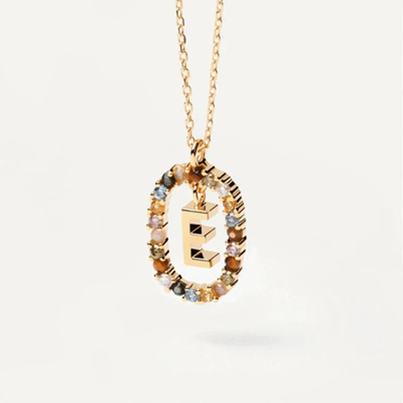 26 English Letter Pendant 925 Sterling Zircon Necklace – Fine Jewelry Choker for Women