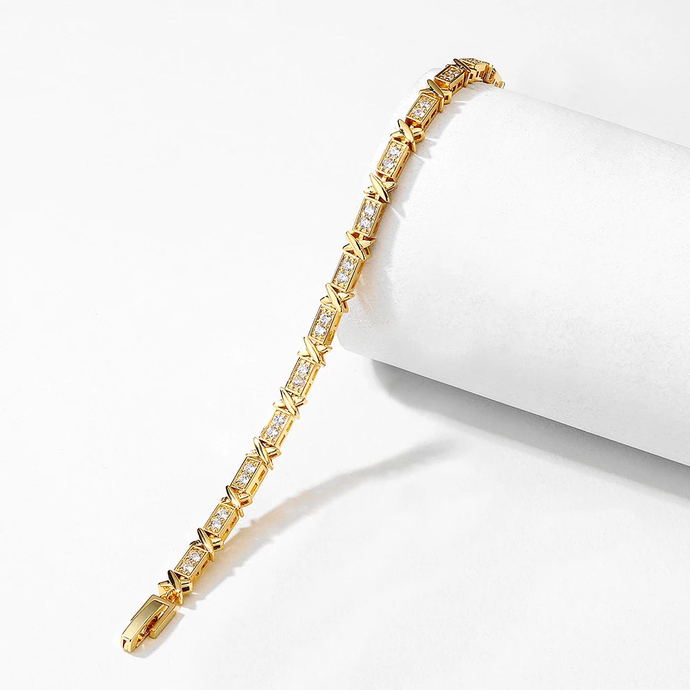 X Cross Zirconia Bracelet – Luxury Unisex Wedding Jewelry