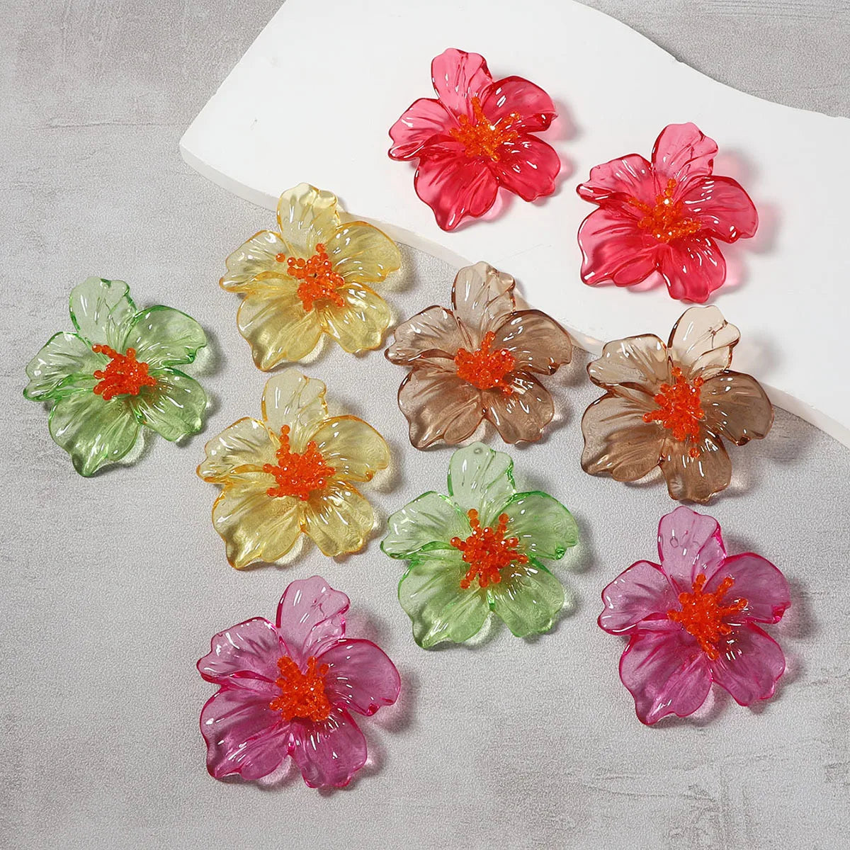 Colorful Resin Flower Earrings – Luxury Women’s Holiday Jewelry