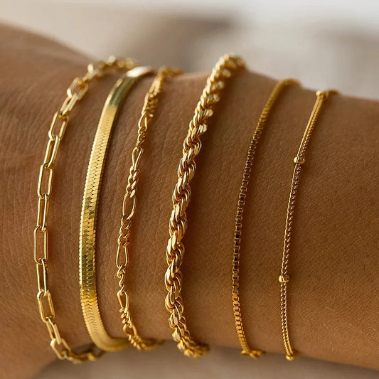 Gold Stainless Steel Twist Cuban Chain Bracelet – Women’s Jewelry Gift