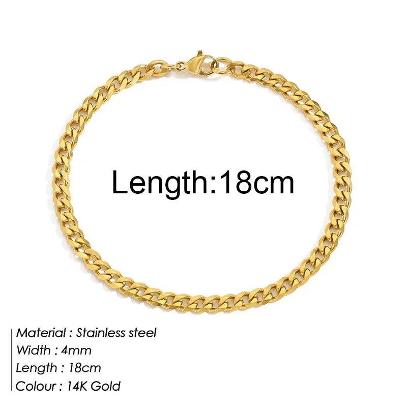 Gold Stainless Steel Twist Cuban Chain Bracelet – Women’s Jewelry Gift