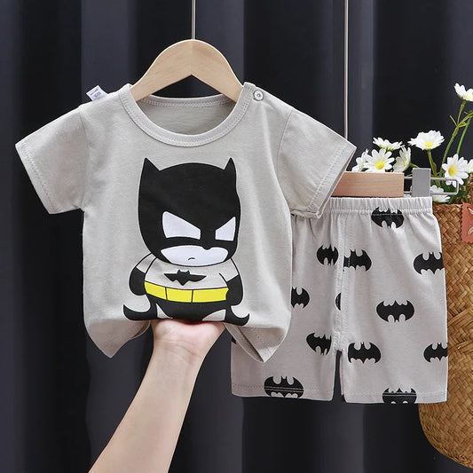 Boys’ Cartoon Print Clothing Set – Short Sleeve T-Shirt & Shorts Tracksuit