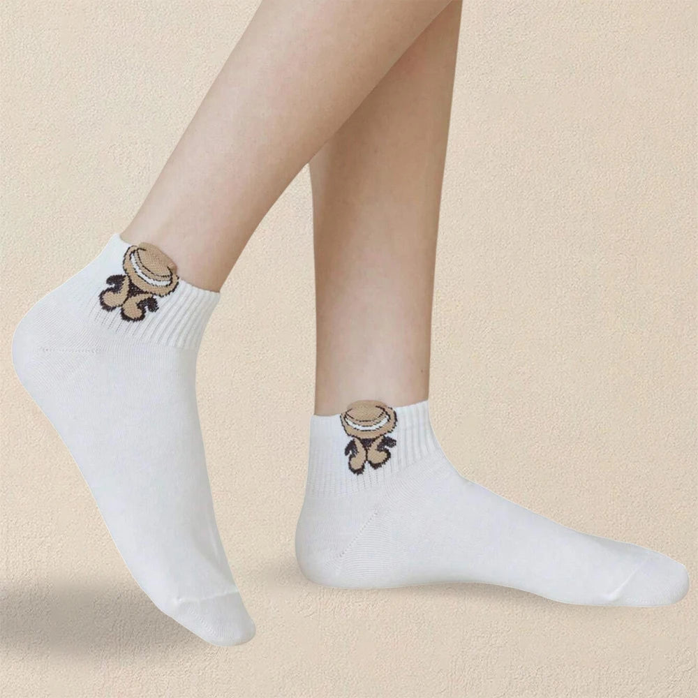 Cartoon Teddy Bear Ankle Socks – 5/10/20 Pairs Breathable & Cute