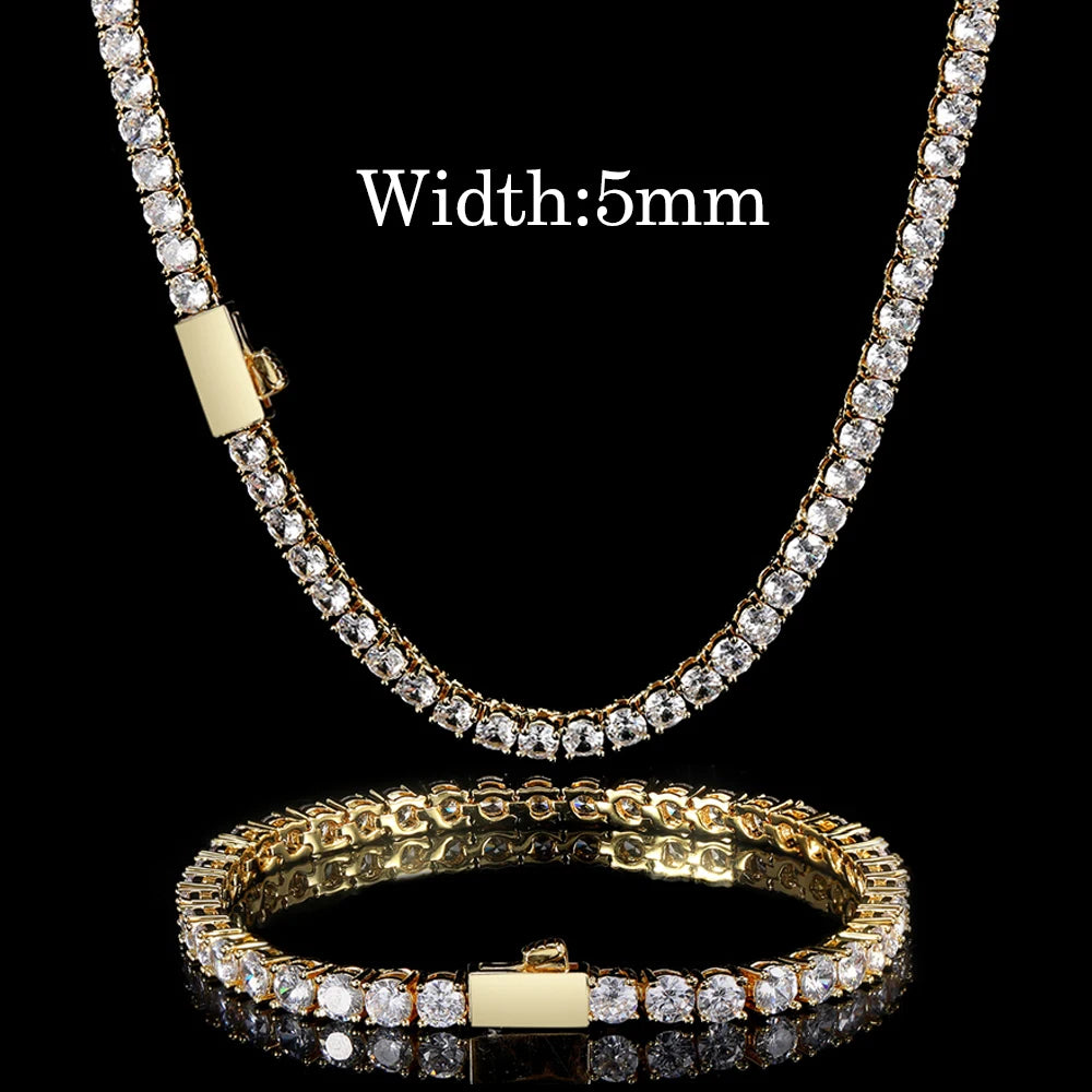 18K Gold Plated Iced Out Tennis Chain – Cubic Zirconia Hip Hop Necklace