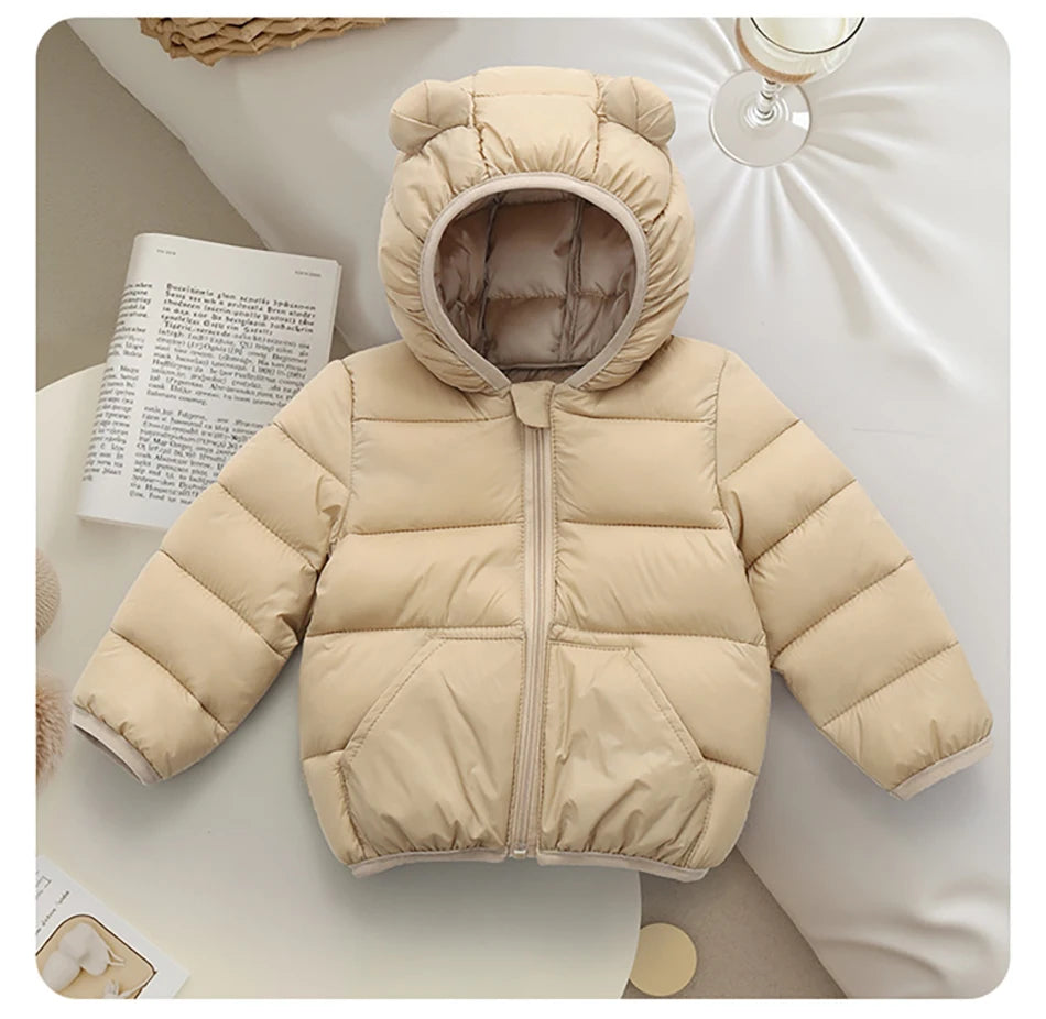 2025 Autumn Winter Kids Hooded Jacket – Warm Zipper Coat Parka for Boys & Girls