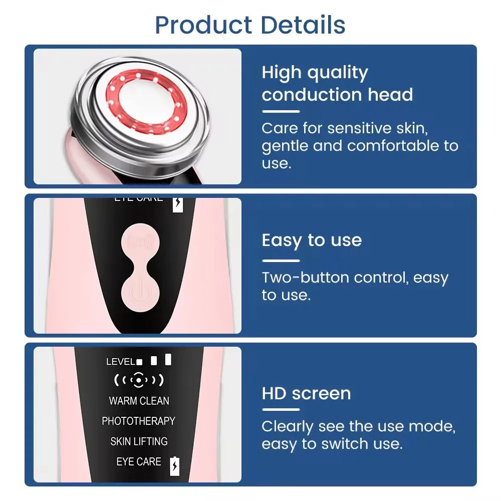 4 in 1 RF EMS Facial Massager Multifunction Skin Care Tools Face Beauty Device Double Chin Removal Face Firming Massager
