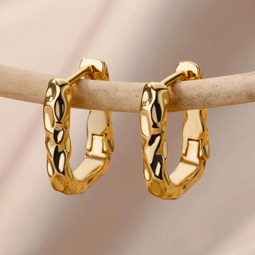 Gold Heart Zircon Hoop Earrings – Waterproof Stainless Steel Jewelry