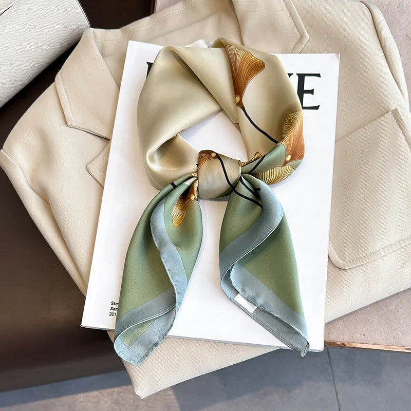 2025 New 70x70cm Printed Women’s Silk Scarf – Luxury Pashmina Square Shawl & Headband