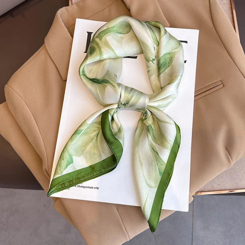 2025 New 70x70cm Printed Women’s Silk Scarf – Luxury Pashmina Square Shawl & Headband