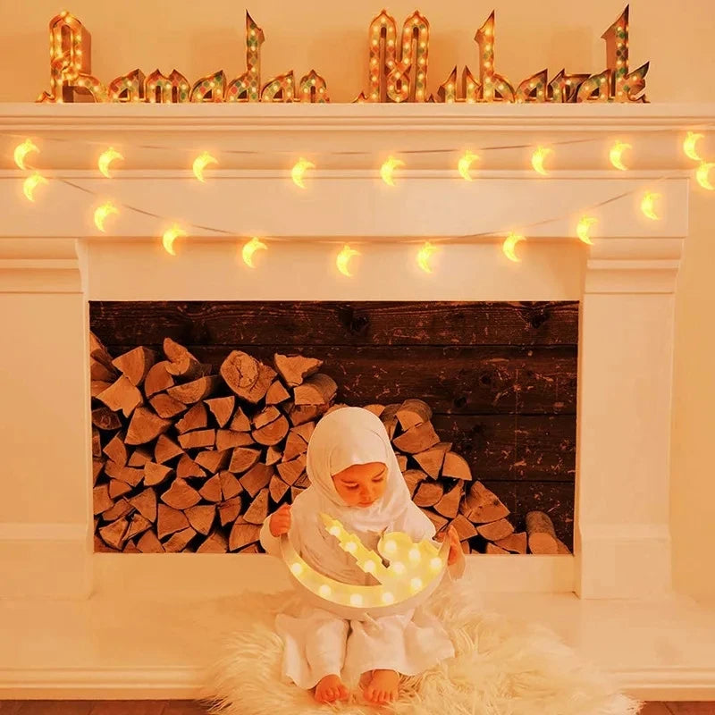 1.5M 10LED Eid Mubarak String Lights – Moon, Star & Castle Ramadan Home Decoration 2026