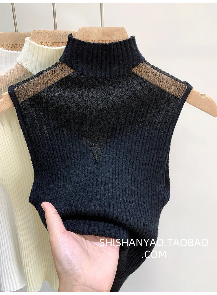 Y2K Mesh Knit Tank Top – Sleeveless Cut-Out Streetwear Style