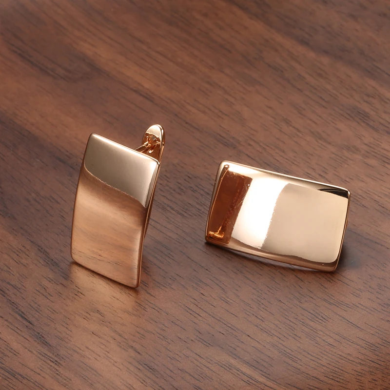 585 Rose Gold Square Dangle Earrings – Glossy Women’s Fine Jewelry