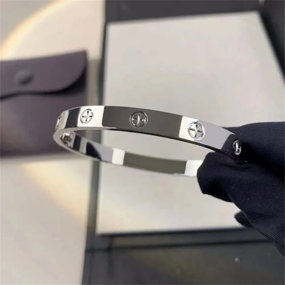 2023 Gold Zircon Cross Nail Bracelet – Stainless Steel Bangle for Women